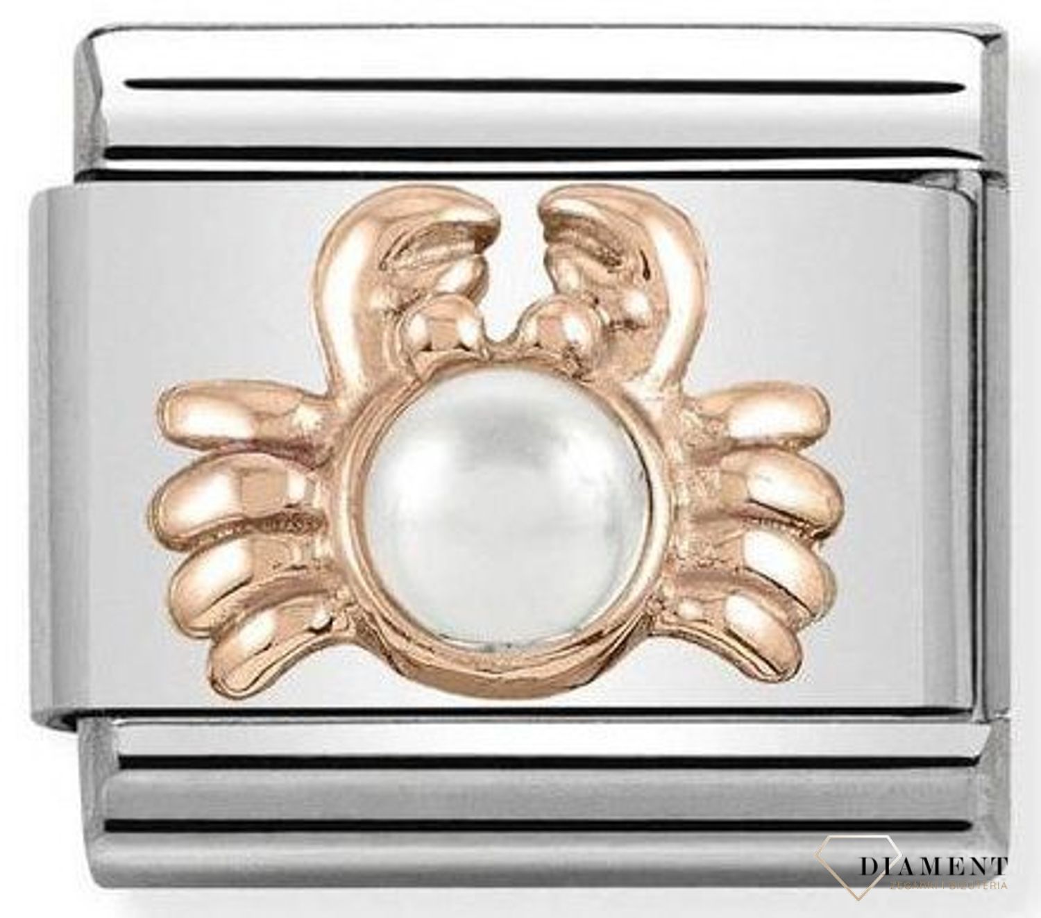 Nomination - Link 9K zawieszka różowe złoto 'Krab z białą perłą' 430511 01 biżuteria nomination nomination zawieszki nomination baza.jpg